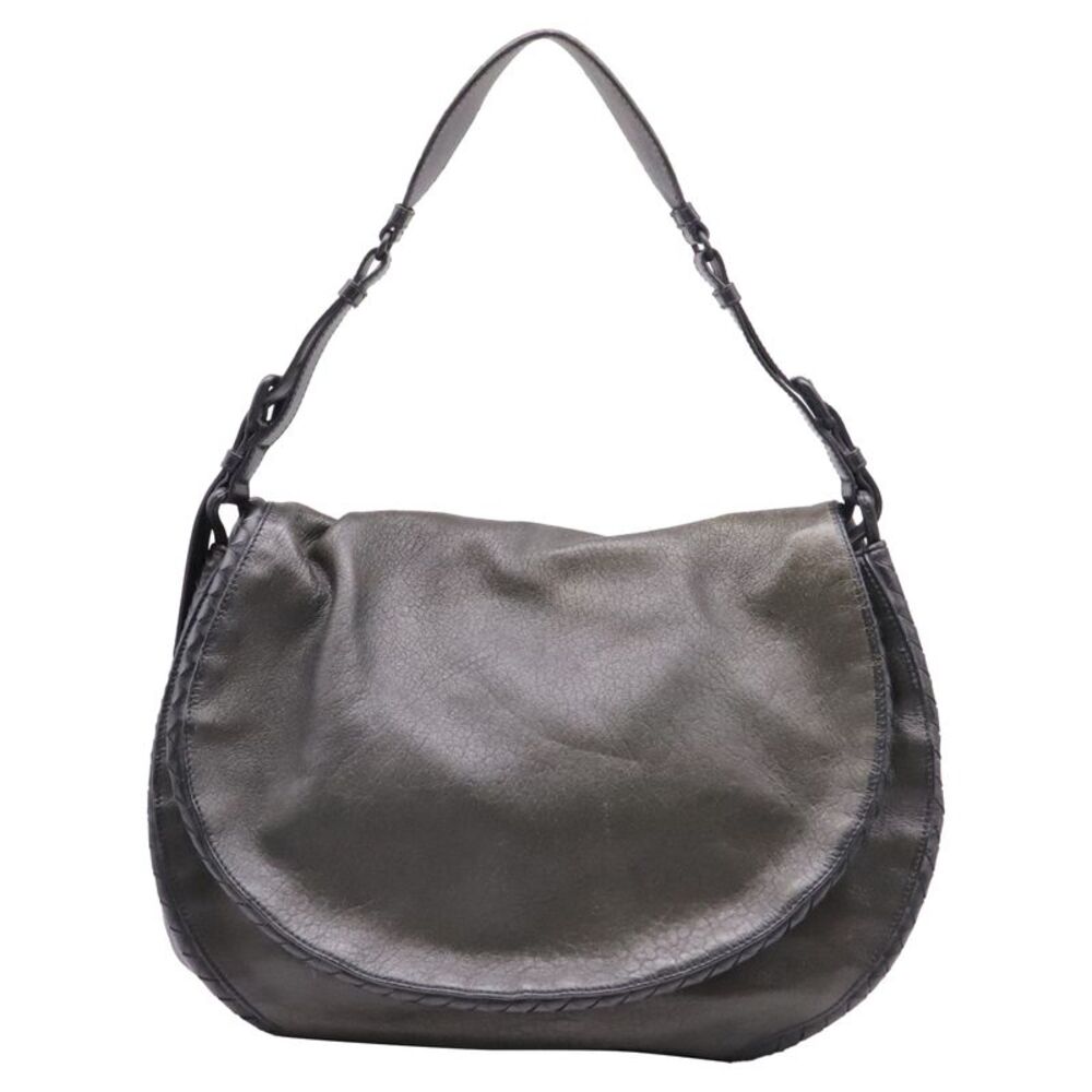 Bottega Veneta Intrecciato-Trimmed Hobo Bag in Olive Leather